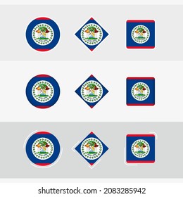 Belize flag icons set, vector flag of Belize. Three versions of icon.