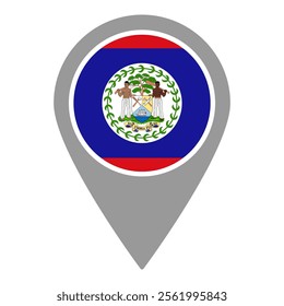 Belize flag location pin, flag application, Flag on Location Pin, graphic design, map pointer, vector illustration.