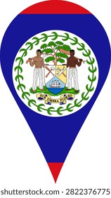 Belize Flag Location Pin Map Marker Belizean Destination GPS Vector Icon