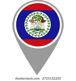 Belize flag location pin, Belize flag on location pin, Belize map pointer in high quality