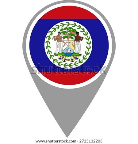 Belize flag location pin, Belize flag on location pin, Belize map pointer in high quality