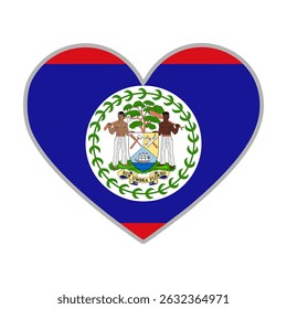 Belize flag. Belize love flag. Belize flag in heart shape. Love symbol. Vector illustration