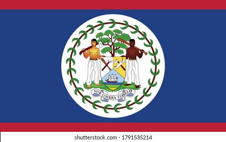 Bandera de Belice, colores oficiales y proporción correctamente Vector