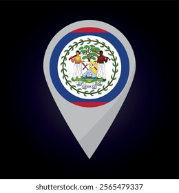 Belize Flag on Location Pin. vector illustration