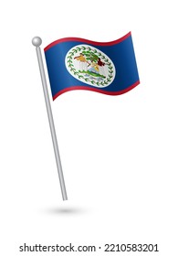 Belize flag on pole waving in the wind vector illustration