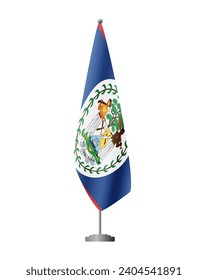 Belize-Flagge auf Flaggenstand für offizielle Sitzungen, transparenter Hintergrund, Vektorgrafik