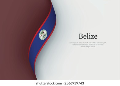 Belize flag on Waving ribbon. Template for independence day