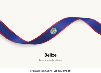 Belize flag on Waving ribbon. Template for independence day