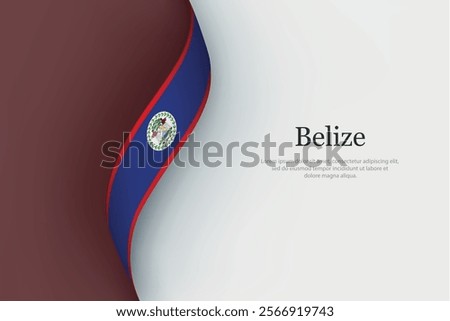 Belize flag on Waving ribbon. Template for independence day