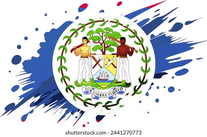 Belize flag painted with Grunge brush stroke, watercolor flag style.