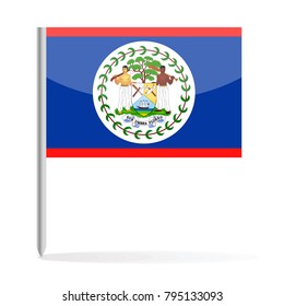 Belize Flag Pin Vector Icon - Illustration