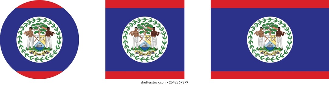 
Belize flag PNG vector. Belize square and round icon isolated on transparent PNG background. Belize flag icon.

