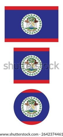 
Belize flag PNG vector. Belize square and round icon isolated on transparent PNG background. Belize flag icon.

