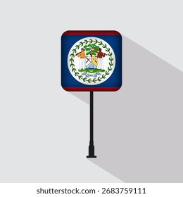 Ilustración vectorial del poste de la bandera de Belice