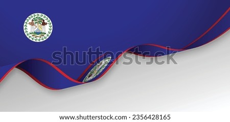 Belize flag ribbon abstract background vector for Independence Day poster invitation card