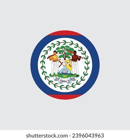 Belize flag round icon, badge or button. National symbol of Belize. Vector illustration.