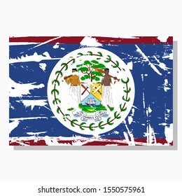 Belize flag with scratches, vector flag of Belize.