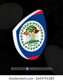 Belize Flag Shield icon in 3D on Dark Modern Abstract Rugby Background. Perfect for sports events, heritage themes, national celebrations, and patriotic designs.