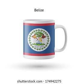 Belize flag souvenir mug isolated on white background. Vector illustration.