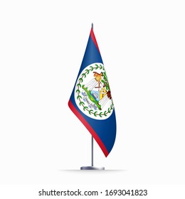 Belize flag state symbol isolated on background national banner. Greeting card National Independence Day of the Republic of Belize. Illustration banner with realistic state flag.