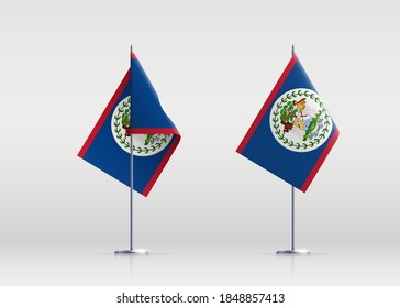 Belize flag state symbol isolated on background national banner. Greeting card National Independence Day of the Republic of Belize. Illustration banner with realistic state flag.