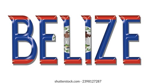 BELIZE flag text font, 3D BELIZE flag colorful background, BELIZE flag vector illustration