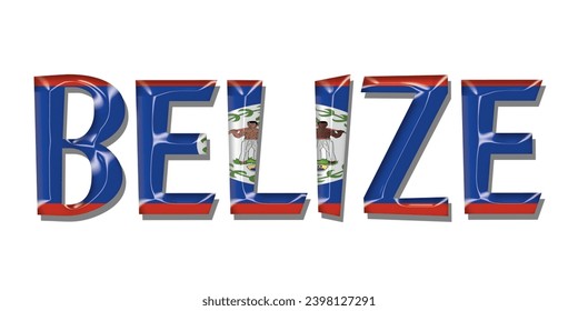 BELIZE flag text font, 3D BELIZE flag colorful background, BELIZE flag vector illustration