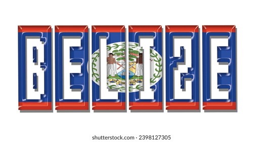 BELIZE flag text font, 3D BELIZE flag colorful background, BELIZE flag vector illustration