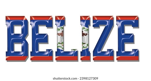 BELIZE el tipo de letra del texto del indicador, fondo colorido del indicador BELIZE 3D, ilustración vectorial del indicador BELIZE
