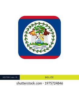 Belize Flag Vector Stock Illustration Design Template. Rounded Square Shape.