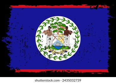 Belize flag - vector flag with stylish scratch effect and black grunge frame.