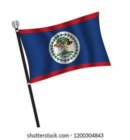 Belize flag , flag of Belize waving on flag pole, vector illustration EPS 10.
