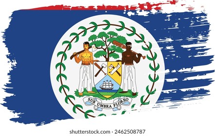 Bandera de Belice, pincelada ancha sobre fondo transparente, Vector.