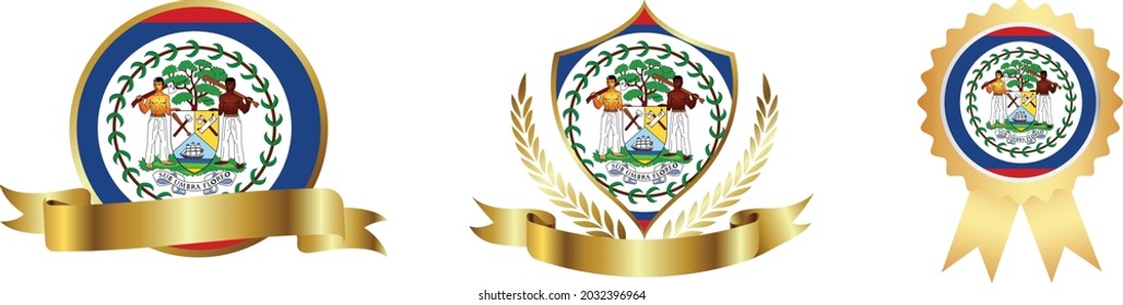 Belize flags. Symbols of countries map