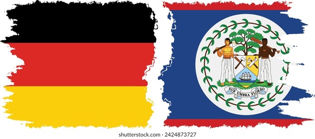 Belize and Germany grunge flags connection, vector