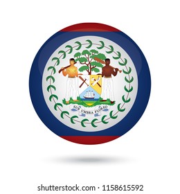 Belize glossy round button. Vector Illustration EPS10.