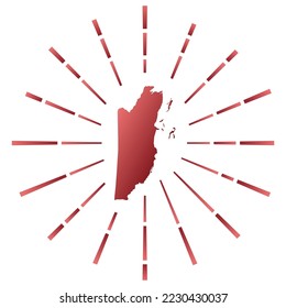 Belice gradientó la explosión del sol. Mapa del país con coloridos rayos estelares. Ilustración de Belice en digital, tecnología, internet, estilo de red. Ilustración vectorial.