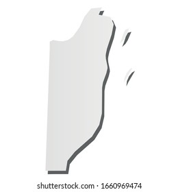Belice - silueta gris 3d de silueta del área del país con sombra caída. Simple ilustración vectorial plana.