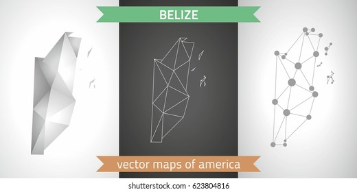 Belize grey graphic vector triangle geometry outline shadow perspective maps.Graphic modern maps.