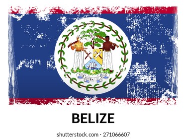 Belize grunge flag isolated vector in official colors and Proportion Correctly. country's name label in bottom