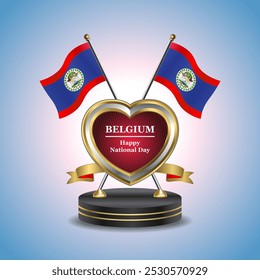 Belize Happy National Day small table flag with Golden Heart