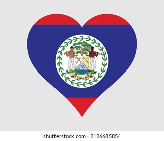Belize Heart Flag. Belizean Love Shape Country Nation National Flag. B'zean Banner Icon Sign Symbol. EPS Vector Illustration.