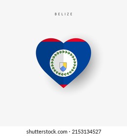 Belize heart shaped flag. Origami paper cut Belizean national banner. 3D vector illustration isolated on white with soft shadow.