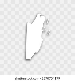 Belize high detailed vector representation of country silhouette. White color on transparent background with dropped shadow. For educational, decorative, or informational use.