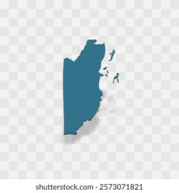 Belize high detailed vector representation of country silhouette. 3D map on transparent background with dropped shadow. For educational, decorative, or informational use.