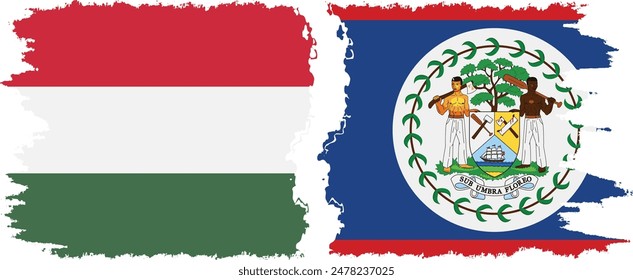 Belice y Hungría grunge banderas conexión, Vector