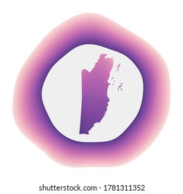 Belize icon. Colorful gradient logo of the country. Purple-red Belize rounded sign with map for your design. Vector illustration.