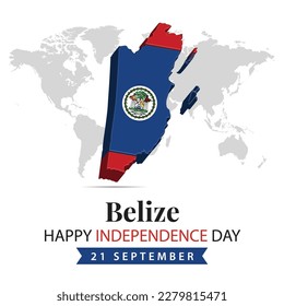 Belize Independence Day, 3D-Rendering Belize Independence Day Illustration mit 3D-Karte und Flaggenfarben-Thema