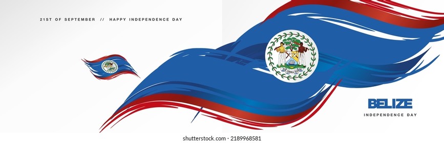 Belize Independence day, abstract hand drawn flag of Belize, two fold flyer, white background banner