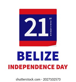 Belize Independence Day calligraphy lettering with flag. National holiday celebrated on September 21. Vector template for typography poster, banner, greeting card, flyer, etc.